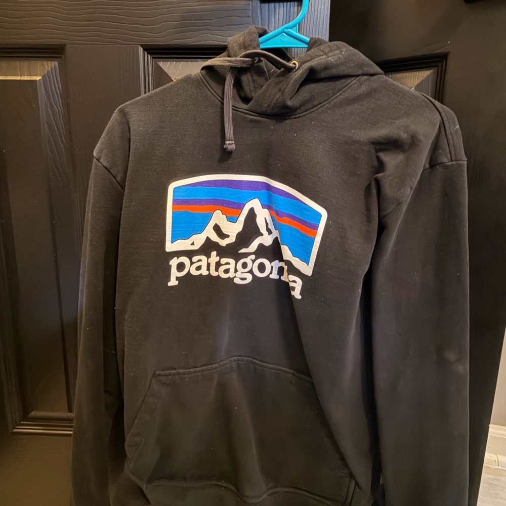 Patagonia Charcoal Hoodie with Blue Accent